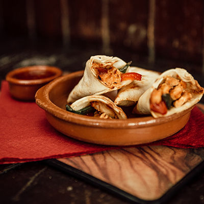 Bowl with veggie wraps