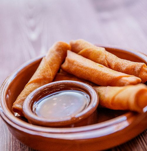 The Fiddler Den Haag | Snacks Cheese spring rolls in a bowl